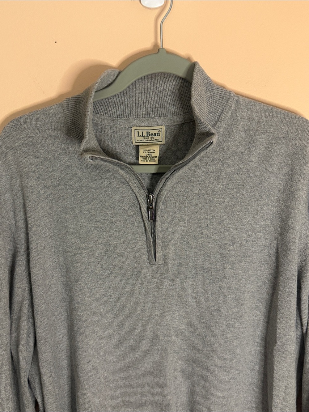 L.L. Bean Men's Light Gray Half-Zip Sweater